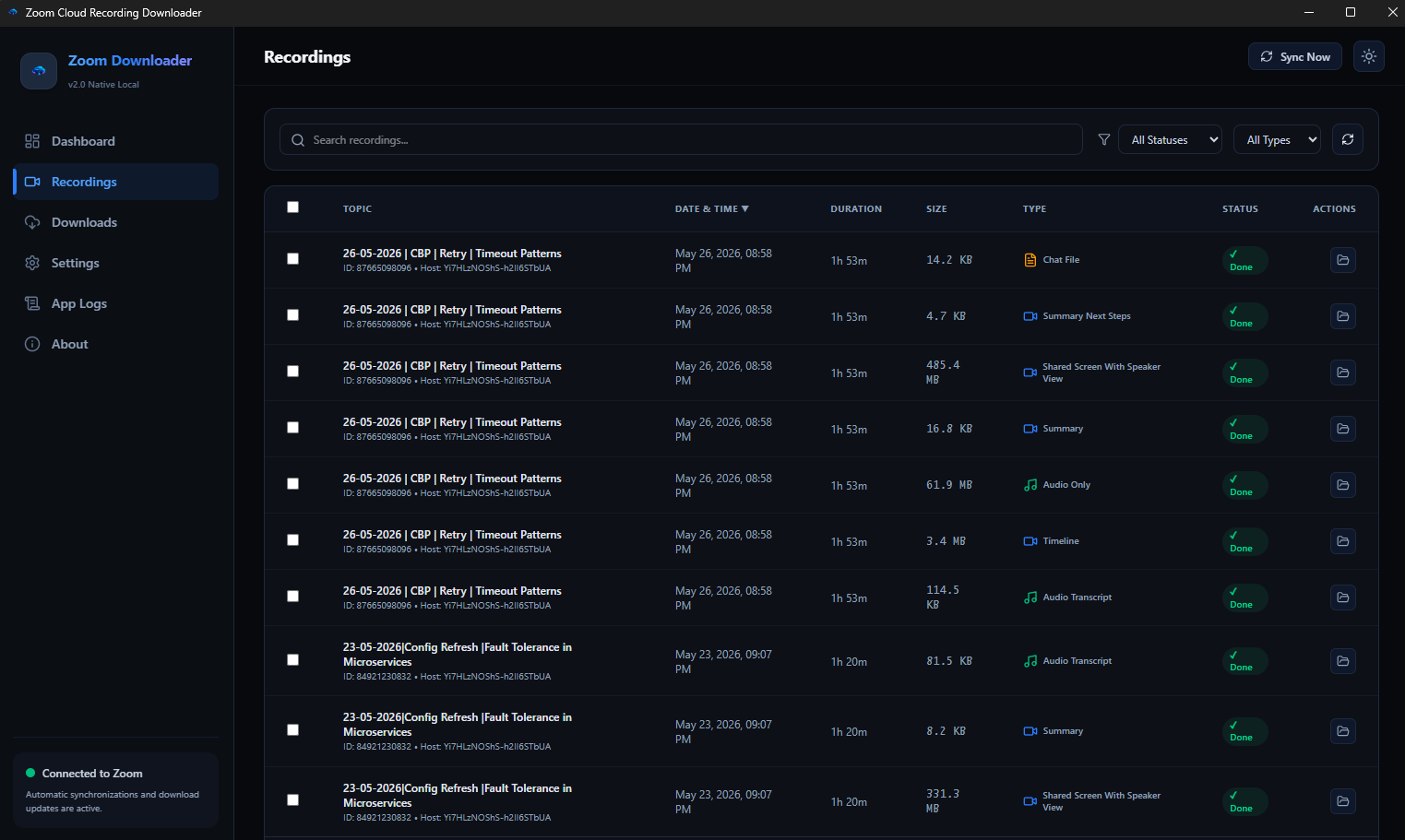 zoom downloadr Recordings Manager